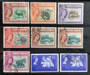 NORTH BORNEO 1961 & 1963 QEII 9V Mint & Used NB4163