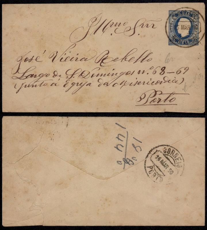 Portugal 1890 Postal History Rare Cover Montalegre to Porto DB.062