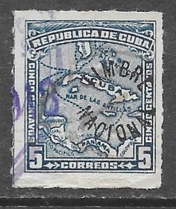 Cuba revenue: 5c Map o/p Timbre Nacional, used, F-VF