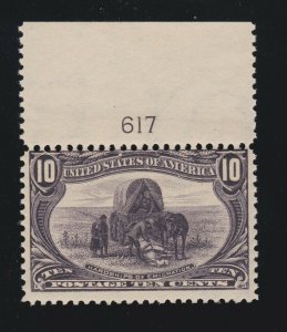 US 290 10c Trans-Mississippi Mint Plt #617 Single F-VF OG NH SCV $425