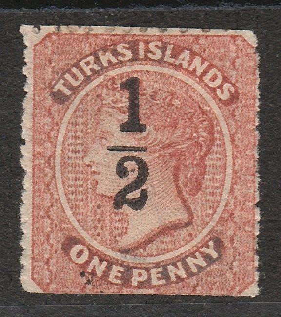 TURKS ISLANDS 1881 QV PROVISIONAL 1/2 ON 1D SG TYPE 10