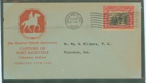 US 651 1929 2c George Rogers Clark/Battle of Vincennes on an addressed FDC with a Floyd Shockley cachet