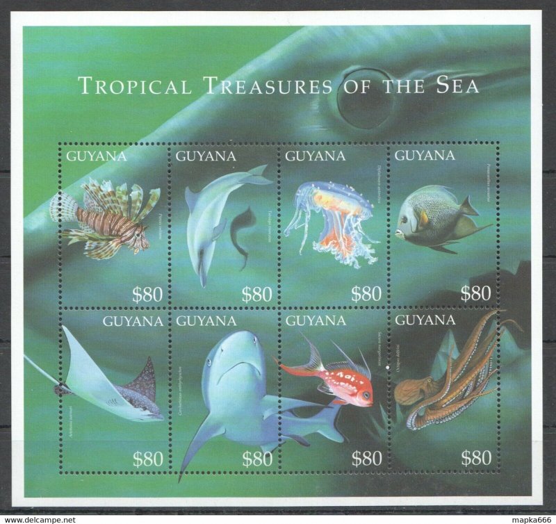 Guyana Fish & Marine Life Tropical Treasures Of The Sea 1Kb ** Stamps Pk080