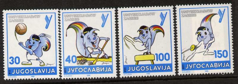 Yugoslavia 1817-20 MNH Universiade Games, Gymnastics, Fencing, Canoeing