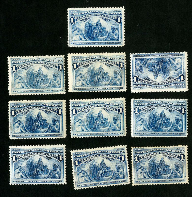 US Stamps # 230 F-VF Lot of 10 Fresh OG NH Scott Value $325.00