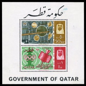 Qatar #68a Cat$40, 1965 ITU souvenir sheet, hinged