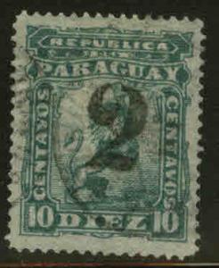 Paraguay Scott 18 Used handstamped surcharged stamp w collectors marks