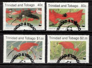 1990 Trinidad & Tobago Sc# 505-08 Θ used VF Red Ibis bird w/ WWF panda stamps