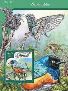 2016 Djibouti Mnh Starlings. Michel Code: 858 / Bl.174  |  Scott Code: 887