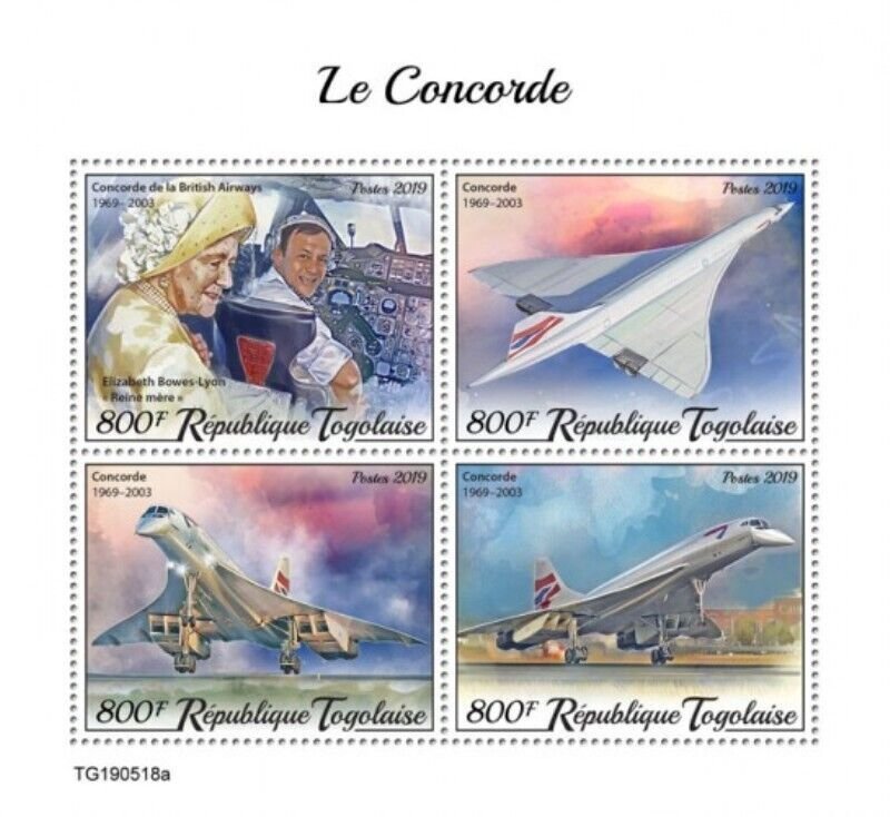 Togo - 2019 Concorde Plane - 4 Stamp Sheet - TG190518a