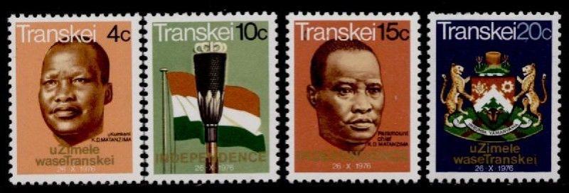 Transkei 1-4 MNH Flag, Coat of Arms, Animals