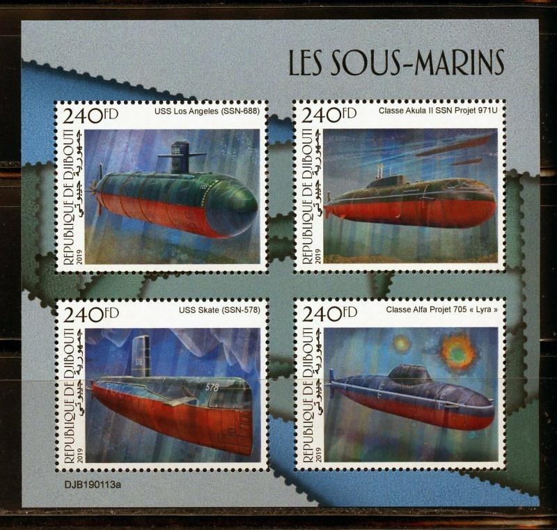 DJIBOUTI  2019 SUBMARINES  SHEET  MINT NH