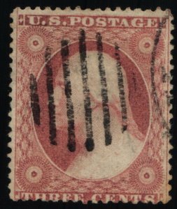 Scott #26 VF - 3c Dull Red - Washington - Used - 1857