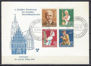 Germany Bund Scott # B362 - B365, used, on souvenir card