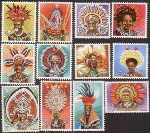 Papua New Guinea 1977 SG318-329 Headdress series MNH