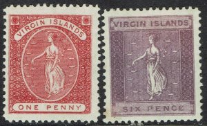 BRITISH VIRGIN ISLANDS 1887 ST URSULA 1D AND 6D