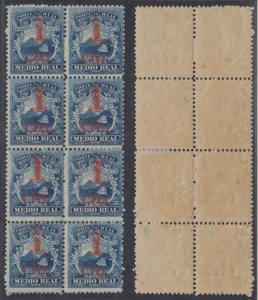 COSTA RICA 1881-82 UPU Sc 7 SUPERBE BLOCK OF EIGHT HINGED MINT SCARCE MULTIPLE 