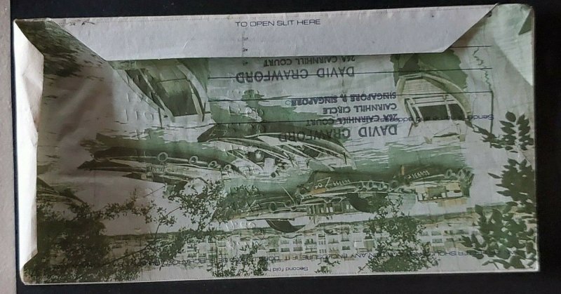 1977 Singapore to Columbia Maryland USA Aerogramme Folded Letter Airmail Cover