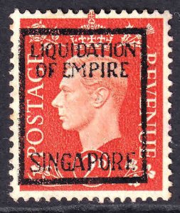 GREAT BRITAIN 261 LIQUIDATION OF EMPIRE SINGAPORE OVERPRINT USED VF SOUND