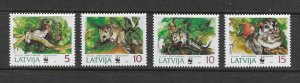 LATVIA #381-4  EDIBLE DORMOUSE  WWF  MNH