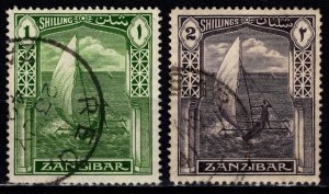 Zanzibar 1936 Definitives, 1s & 2s [Used]