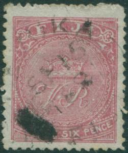 Fiji 1878 SG38 6d rose Crown and VR p12½ FU