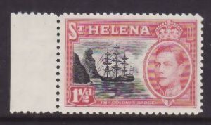 St Helena-Sc#120- id8-unused og NH 1&1/2p Ships-KGVI-1938-40-rainbow effect aro