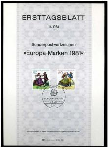 Germany 1981 Scott 1349 & 1350 - ETB 11/1981 - Europa 