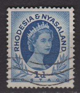 Rhodesia & Nyasaland 1954 Scott 142 used,  1p Elizabeth II