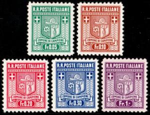 ✔️ ITALY CAMPIONE 1944 - ENCLAVE IN SWITZERLAND - SA. 1/5 MNH ** 220$ [216.1A02]