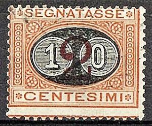 1890 ITALY ERROR Scott J25 Surcharge in RED not black $99.00 or make an offer