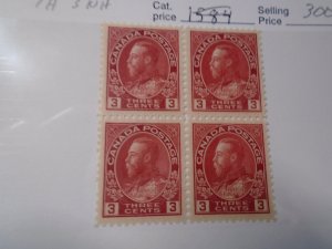 Canda  #  109  MNH (3)  MH (1)   Block of 4
