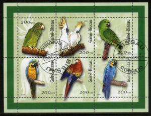 Guine Bissau 2001 Parrot Macau Cacatua Bird Fauna M/s Sheetlet Cancelled