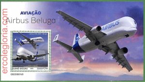 B1524 - GUINE-BISSAU - ERROR MISPERF Stamp Sheet - 2023 - Airbus Beluga, Aviation-