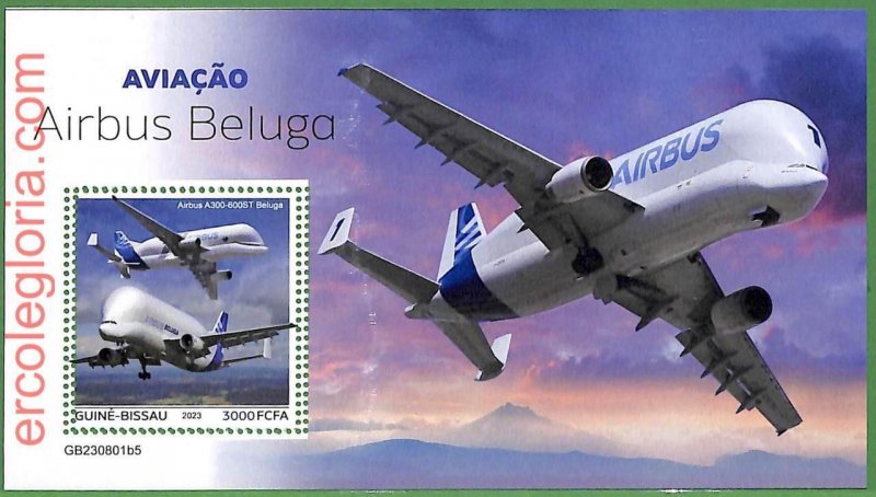 B1524 - GUINE-BISSAU - ERROR MISPERF Stamp Sheet - 2023 - Airbus Beluga, Aviation-