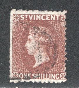 St. Vincent, Scott #10   VF, Used, Victoria, 1sh brown, CV $175.00  ... 6050006