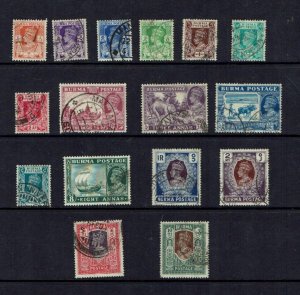 Burma: 1938, King George VI Definitive Set, Good Used