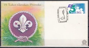 Indonesia, Scott cat. 1185. 75th Anniversary of Scouting. First day cover.