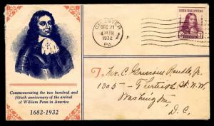 1932 COMMEMORATING 250TH ANNIVERSARY ARRIVAL OF WILLIAM PENN -US #724 (ESP#3979)