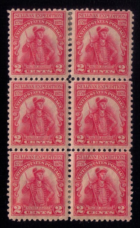 US Sc #657 MH ,OG SULLIVAN EXPOSITION ISSUE ZIP BLOCK OF SIX VERY FINE