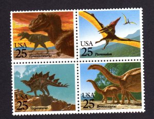 2422-25 Dinosaurs MNH Block (Correct Order) 1989