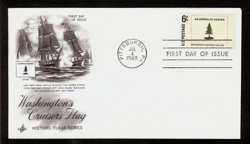 FIRST DAY COVER #1347 Washington's Cruisers Flag 6c ARTCRAFT U/A FDC 1968