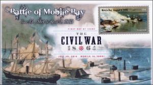 14-109, SC 4911, 2014 Battle of Mobile Bay ,Civil War FDC Digital Color Postmark