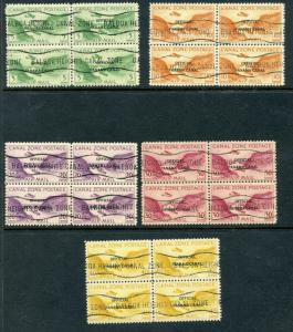 Canal Zone CO8-CO12 Type II Airpost Official Set of 5 Blocks HZ42