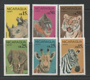 Thematic Stamps Animals - NICARAGUA 1986 ENDANG.ANIMALS 2799/04  6v mint