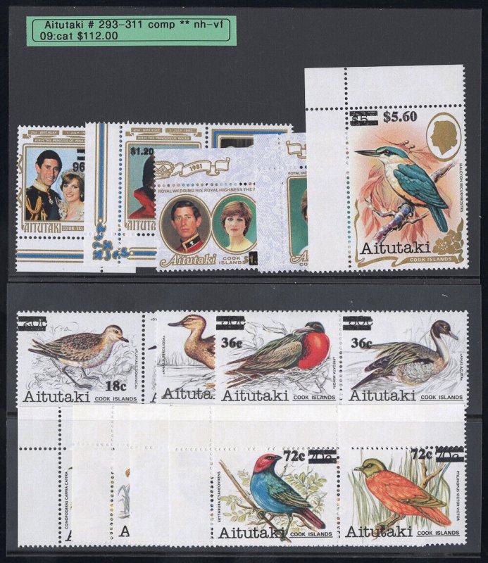 Aitutaki Stamps # 293-311 MNH XF Birds Scott Value $112.00