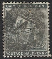 CAPE OF GOOD HOPE 1886 Sc 41  Used 1/2d  Numeral 4 postmark, XF