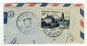 FRANCE; Fine early Full TPO POSTMARK PIECE, 1951 Paris 30