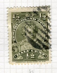 CANADA NEWFOUNDLAND; 1897-1918 early classic QV issue fine used 1/2c. value