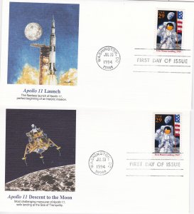 United States # 2841, Moon Landing 25th Anniversary, 5 Different Cacheted First